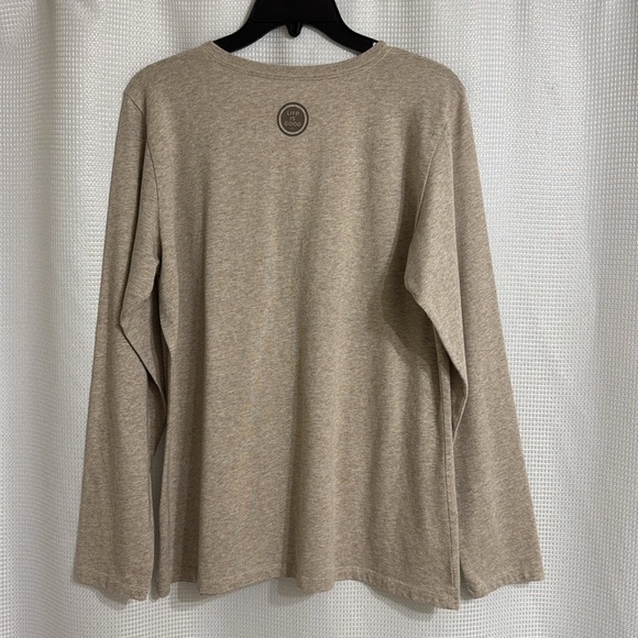 NWOT Life is Good Women's Tan V-Neck Long Sleeve Top. Size L - Picture 2 of 7